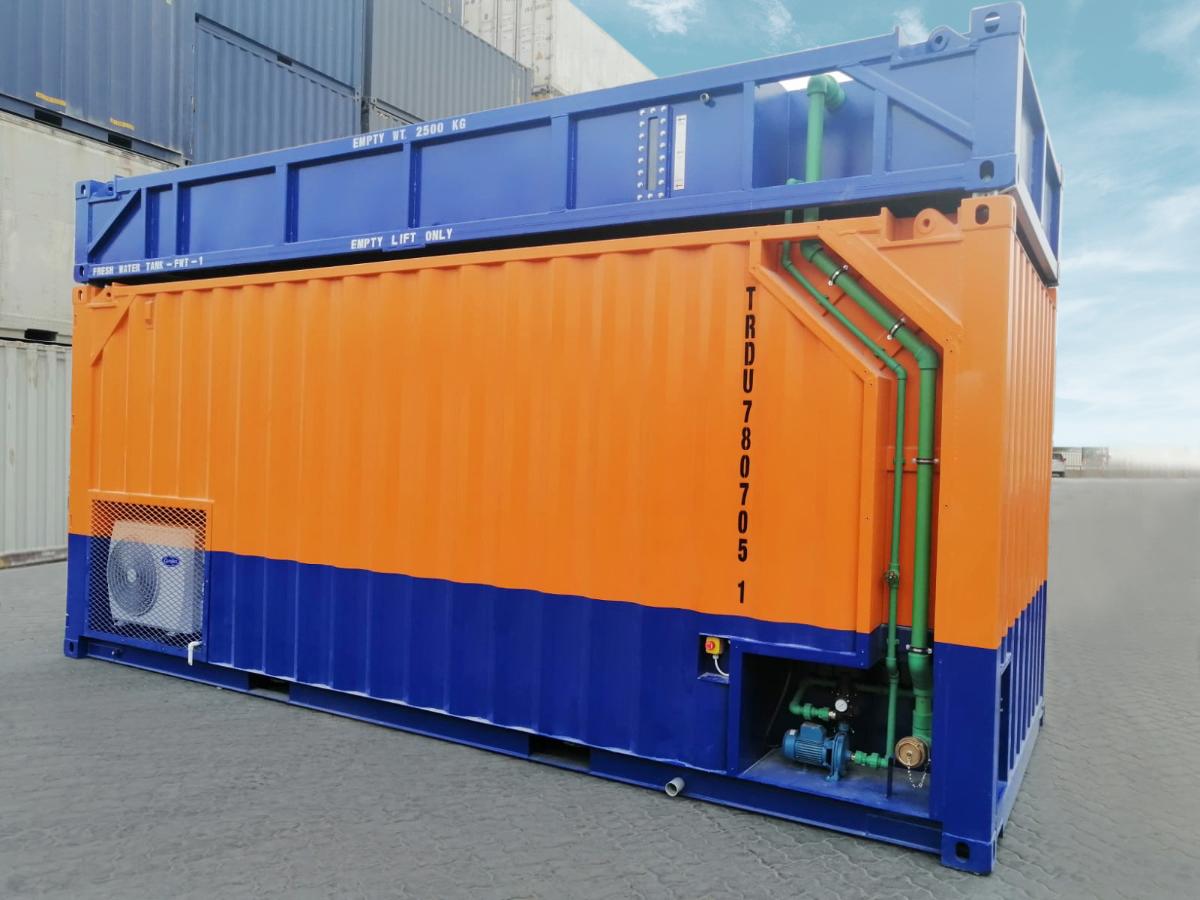 20ft Shipping Container Toilet & Shower units with fresh & waste water tanks